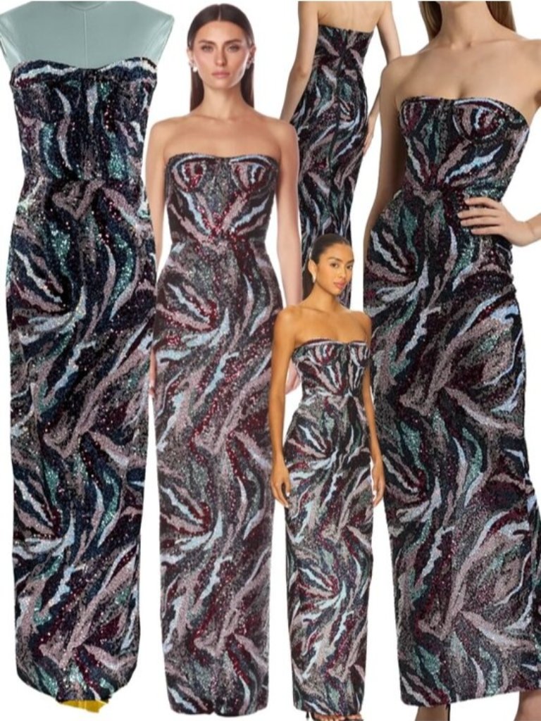 Bronx & Banco Nwot Dahlia Pink Multi Strapless Maxi Dress, Sz S Us 4